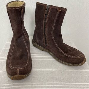 Timberland Suede Leather Moccasin Ankle Boots Booties Sherpa Lined Brown 5.5